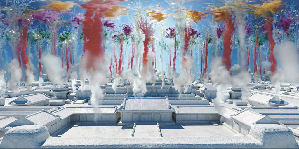 Still of Cai Guo-Qiang's VR work, "Sleepwalking in the Forbidden City"