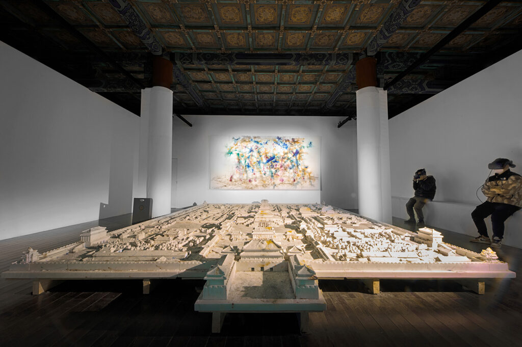 The artist's VR work "Sleepwalking in the Forbidden City," installed at the exhibition Odyssey and Homecoming, 2020. Image: photography by Lin Yi, courtesy Cai Studio
